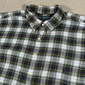 Polo Ralph Lauren Shirt Mens 4XLT Green Plaid Classic Fit Button Down Pony Logo